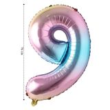 ikm balon Folyo Balon 9 Rakamı Helyum Balon 76 Cm Gökkuşağı - Doğum Günü Parti Seti Malzemeleri - 9 Yaş Balonu