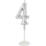 İkm Balon Küçük Boy 4 Rakam Gümüş Mum 8cm