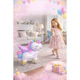 ikm balon Tekerlekli Sevimli Unicorn Yürüyen Folyo Balon Unicorn Balon