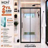 İkon Duş Sistemleri Siyah Buzlu 1 Sabit 1 Sürgü 03 Duş Kabini H:190