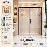İkon Duş Sistemleri Siyah Buzlu 2 Sabit 2 Sürgü 03 Duş Kabini H:190