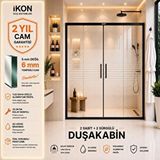 İkon Duş Sistemleri Siyah Buzlu 2 Sabit 2 Sürgü Duş Kabini 02 H:190