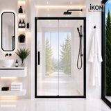 İkon Duş Sistemleri Siyah Şeffaf 1 Sabit 1 Sürgü Duşakabin H190 - 160