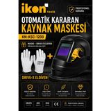 Ikon Tools Otomatik Kararan Kaynak Maskesi KN-KSC-1200 Drive-X Eldiven Seti Dın 4-9/13 Profesyonel Koruma