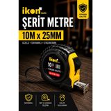 İkon Tools Şerit Metre 10m x 25mm Profesyonel Ölçü Metresi Dayanıklı Gövde Kilitli Mekanizma Hassas Ölçüm
