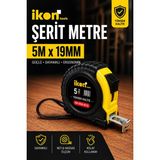 İkon Tools Şerit Metre 5m x 19mm Profesyonel Ölçü Metresi Dayanıklı Gövde Kilitli Mekanizma Hassas Ölçüm