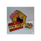 İkonixpet Kırmızı Sarı Kedi Evi Mama Kabı Seti Dekoratif Ve Fonksiyonel Kedi Yuvası Ve Beslenme İstasyonu