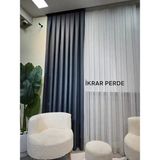 İkrar Perde Keten Fon Perde A Pile 1x3 Sık Pile - Koyu Gri - 70 x 250 cm