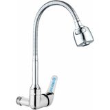 İksa Su Armatürleri Duvardan Tek Su Çıkışlı Krom 2 Fonksiyonlu Spiral Oynar Borulu Lavabo Mutfak Bataryası