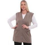 İKSUN Kadın Düğmeli Cepli V Yaka Günlük Yazlık Penye Anne Yelek - 2XL - Kahverengi