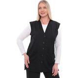 İKSUN Kadın Düğmeli Cepli V Yaka Günlük Yazlık Penye Anne Yelek - 3XL - Siyah
