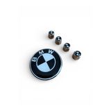 İKTUNING IK TUNING BMW SİYAH BEYAZ LOGO 4 ADET METAL LOGO SİBOP KAPAK ve 45 MM DAMLA DİREKSİYON LOGO