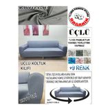 IL %100 Pamuklu Petek Dokulu Kumaş 1 Adet Üçlü Koltuk Kılıfı, Komple Kaplama, Terletmeyen Yakmayan Kumaş, Detaylı İşçilik + 2 Adet Kirlent Hediyeli