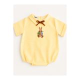 il mio bambino %100 Pamuklu Kumaş ve El Yapımı Peter Rabbit Nakış İşlemeli Bebek Gömleği