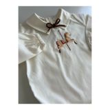 il mio bambino İl Mio Bambino El Yapımı %100 Pamuk Erkek Bebek Asil Polo Nakışlı Gömlek - Uzun Kollu