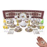 iLAND Minyatür Bebek Evi Aksesuarları Çay Seti, Sofra Takımı ve Bebek Evi Mobilyaları için Mini Yiyecek (Zarif)