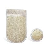 ILASLAN INTERNATIONAL Kabak Peeling Vücut Temizleyici, Yüz Eksfoliye Edici Pedi, Loufa Eldiveni, Çift Taraflı, Luffa, Kadınlar ve Erkekler için Luffa, Banyo Süngeri, Duş Eldiveni, Doğallığı Hissedin (1'li Paket)
