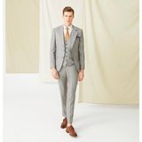 İlayda Emir Blazer, Slimfit, Kırlangıç Yaka, 2 Düğmeli, Çizgili Erkek Takım Elbise, Gri - 6 Drop - 60