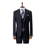İlayda EMİR, Erkek 3'lü Takım Elbise, Siyah, Çizgili Slim Fit, 54 Beden