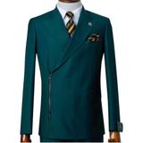 İlayda EMİR, Erkek Çift Sıra Fermuar Kapamalı Slim Fit Takım Elbise, Koyu Yeşil, 56 Beden