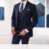 İlayda EMİR, Erkek Lacivert 3 Parça Takım Elbise, Slim Fit Kesim, 56 Beden | Tepe Yaka Detayı, Yelek Dahil, Resmi Giyim, Tek Düğme Ceket, İş ve Düğün Uyumlu