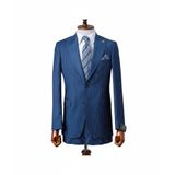 İlayda EMİR, Erkek Mavi Çizgili Takım Elbise, Slim Fit, 2 Parça, 48 Beden