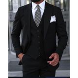 İlayda EMİR, Erkek Siyah 3 Parça Takım Elbise, Slim Fit, Yelek Dahil, 54 Beden