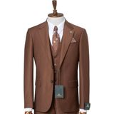 İlayda Emir Erkek, Slimfit,blazer, Takım Elbise, Kahverengi - Kahve - Açık Kahve - 6 Drop - 56