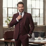 İlayda Emir Erkek Takım Elbise, Kırlangıç Yaka, Blazer, Slımfıt, Bordo - 6 Drop - 58