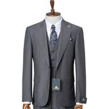 İlayda Emir Erkek Takım Elbise, Kırlangıç Yaka, Blazer, Slımfıt, Gri - 6 Drop - 56