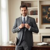 İlayda Emir Erkek Takım Elbise, Kırlangıç Yaka, Blazer, Slımfıt, Gri - 6 Drop - 58