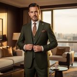 İlayda Emir Erkek Takım Elbise, Kırlangıç Yaka, Blazer, Slımfıt, Haki Yeşili - 6 Drop - 50