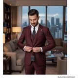İlayda Emir Erkek Takım Elbise, Mono Yaka, Blazer, Slımfıt, Bordo - 6 Drop - 52