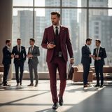 İlayda Emir Erkek Takım Elbise, Mono Yaka, Blazer, Slımfıt, Bordo - 6 Drop - 58