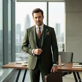 İlayda Emir Erkek Takım Elbise, Mono Yaka, Blazer, Slımfıt, Haki Yeşil - Haki Yeşili - 6 Drop - 60