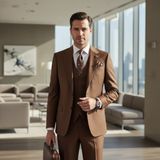 İlayda Emir Erkek Takım Elbise, Mono Yaka, Blazer, Slımfıt, Kahverengi - Kahve - Açık Kahve - 6 Drop - 54