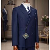 İlayda Emir Erkek Takım Elbise, Slim Fit, Kırlangıç Yaka, Kruvaze, Lacivert - 6 Drop - 52