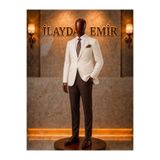 ilayda emir Exclusive Slim Fit Krem Ceket, Kahverengi Pantolon , Beyaz Gömlekli Klasik Şık Kombin 3'lü Takım Elbise