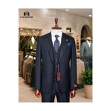 ilayda emir İTALYAN KESİM BLAZER ÇİZGİLİ ERKEK TAKIM ELBİSE LACİVERT