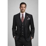 İlayda Emir Kırlangıç Yaka, Blazer, 2 Düğmeli, Yelekli, 6 Drop, Erkek Takım Elbise, Siyah - 60