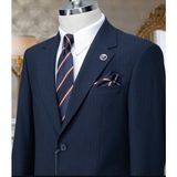 İlayda Emir Kırlangıç Yaka, Blazer, Slimfit, Çizgili, Erkek Takım Elbise, Lacivert - 48 - 6 Drop