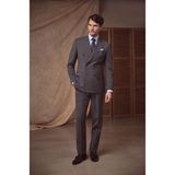 İlayda Emir Kırlangıç Yaka, Kruvaze, Slim Fit, 6 Drop, 6 Düğmeli, Çizgili Erkek Takım Elbise, Kahverengi - 50