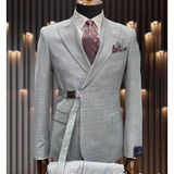 İlayda Emir Kırlangıç Yaka, Premıum Kemerli, Slim Fit, 6 Drop, Erkek Takım Elbise, Gri - 248-Gri - 50