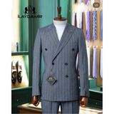 İlayda Emir Kırlangıç Yaka, Slim Fit, Kruvaze, Torba Cepli, Çizgili Erkek Takım Elbise,ankrasit Gri - 6 Drop - 54