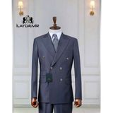 İlayda Emir Kruvaze, Kırlangıç Yaka, Çift Cep, Slim Fit, Erkek Takım Elbise, Duman Gri - 6 Drop - 54