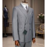 İlayda Emir Kruvaze, Kırlangıç Yaka, Çift Cepli, Slim Fit, Erkek Takım Elbise, Gri - 6 Drop - 54