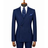 İlayda Emir Lacivert Çizgili Erkek Takım Elbise, Slim Fit 46 Beden