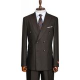 İlayda Emir Luxury, Slim Fit, Kruvaze, Çizgili, Erkek Takım Elbise - Kahverengi - 6 Drop - 58