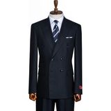 İlayda Emir Luxury, Slim Fit, Kruvaze, Çizgili, Erkek Takım Elbise - Koyu Lacivert - 6 Drop - 62