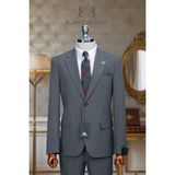 İlayda Emir Özel Tasarım Italyan Kesim Blazer Erkek Çizgili Takım Elbise Gri DUGUN DAVET AÇILIŞ MEZUNİYE ÇİZGİLİ - 50